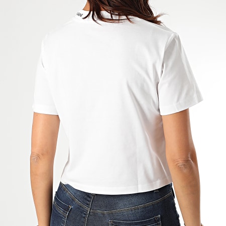Calvin Klein - Tee Shirt Femme Crop Logo Piping 4458 Blanc