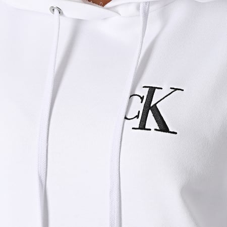 Calvin Klein - Sweat Capuche Femme CK Embroidery Tippin 4213 Blanc