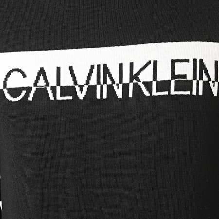 Calvin Klein - Pull Split Logo Cotton Nylon 5674 Noir