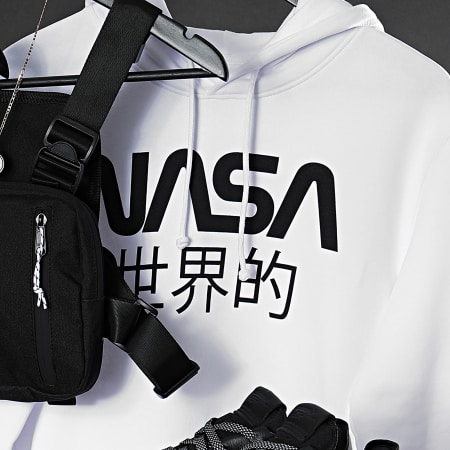 NASA - Felpa con cappuccio Japan Logo Bianco Nero