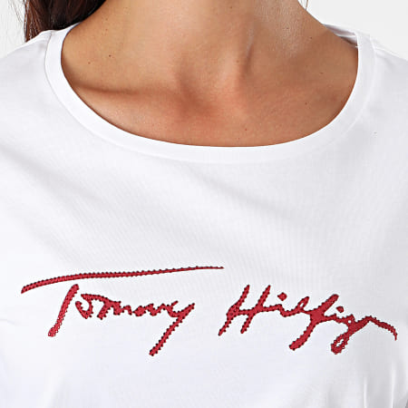 Tommy Hilfiger - Tee Shirt Femme Carmen Reg Open-Ink 8292 Blanc