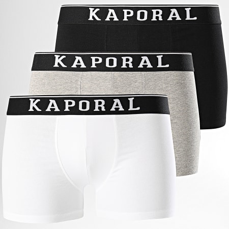 Kaporal - Lot De 3 Boxers Quad Noir Blanc Gris