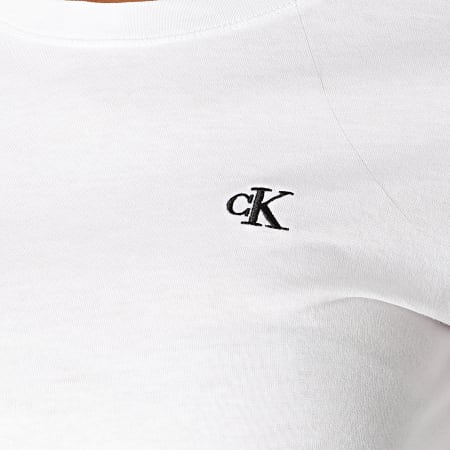 Calvin Klein - Tee Shirt Manches Longues Femme CK Embroidery 4143 Blanc