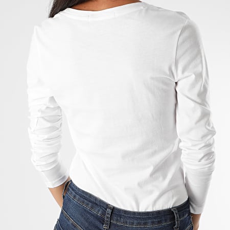 Calvin Klein - Tee Shirt Manches Longues Femme CK Embroidery 4143 Blanc