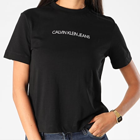 Calvin Klein - Tee Shirt Femme Shrunken Institution 4220 Noir