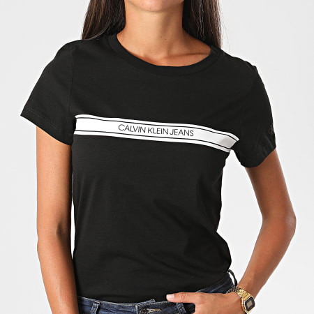 Calvin Klein - Tee Shirt Femme Modern Stripe Slim 4237 Noir