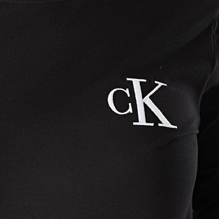 Calvin Klein - Tee Shirt Manches Longues Femme CK Embroidery Tippin 4459 Noir