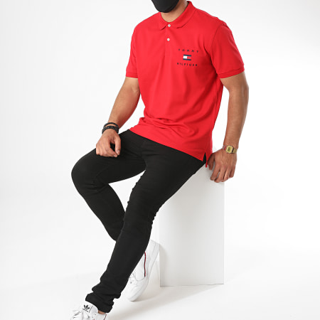 Tommy Hilfiger - Polo Manches Courtes Tommy Flag 4152 Rouge