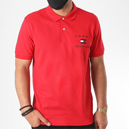 Tommy Hilfiger - Polo Manches Courtes Tommy Flag 4152 Rouge