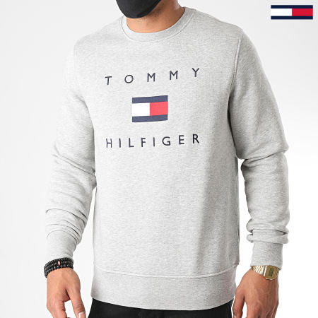 Tommy Hilfiger - Sweat Crewneck Tommy Flag 4204 Gris Chiné