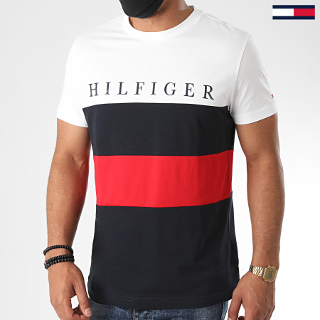 Tommy Hilfiger - Tee Shirt Striped Color Block 4315 Blanc