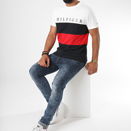 Tommy Hilfiger - Tee Shirt Striped Color Block 4315 Blanc