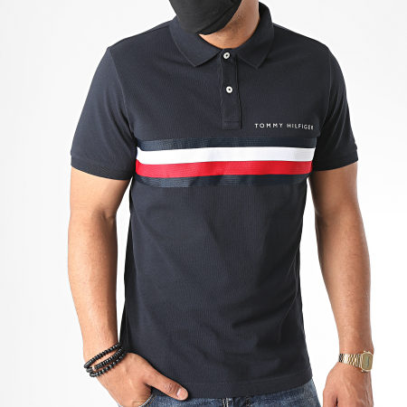 Tommy Hilfiger - Polo Manches Courtes Global STP Chest Tape 4439 Bleu Marine