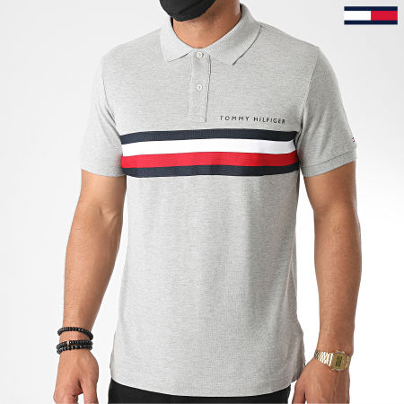 Tommy Hilfiger - Polo Manches Courtes Global STP Chest Tape 4439 Gris Chiné