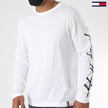 Tommy Hilfiger - Tee Shirt Manches Longues Signature Sleeve 4552 Blanc