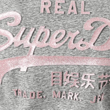 Superdry - Tee Shirt Femme VL Glitter Emboss Entry W1010113A Gris Chiné
