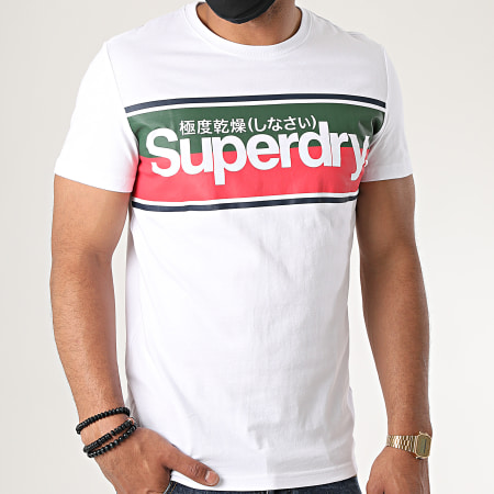 Superdry - Tee Shirt Core Logo Stripe Blanc
