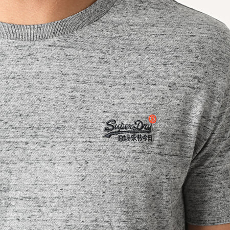 Superdry - Tee Shirt Orange Label Vintage Embroidery Gris Chiné