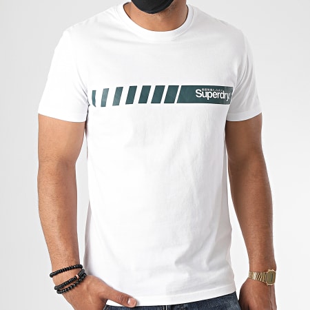 Superdry - Tee Shirt Core Logo Sport Stripe M1010168A Blanc