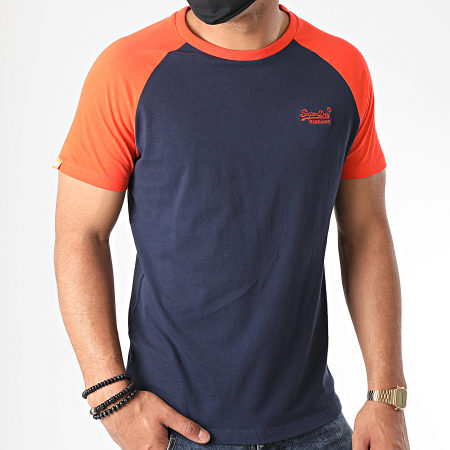Superdry - Tee Shirt OL Baseball M1010179A Bleu Marine Orange