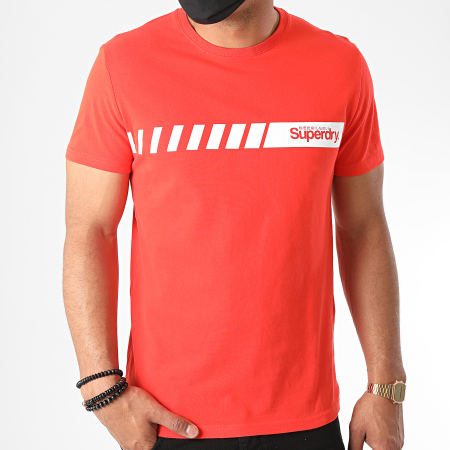 Superdry - Tee Shirt Core Logo Sport Stripe M1010168A Rouge