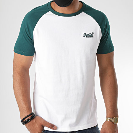 Superdry - Tee Shirt OL Baseball M1010179A Blanc Vert