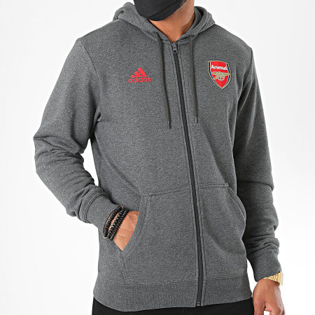 Adidas Sportswear - Sweat Zippé Capuche Arsenal FQ6927 Gris Chiné