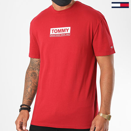Tommy Jeans - Tee Shirt White Box Logo 8364 Rouge