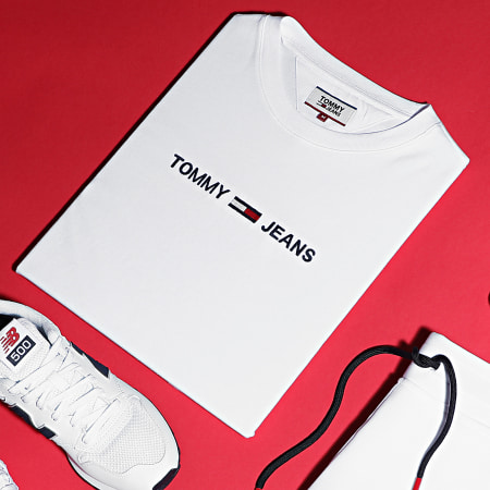 Tommy Jeans - Tee Shirt Straight Logo 8472 Blanc