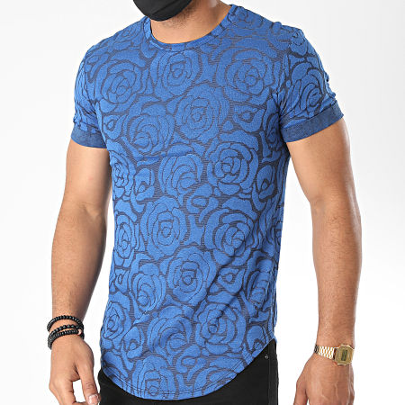 Uniplay - Tee Shirt Oversize Floral UY499 Bleu Roi
