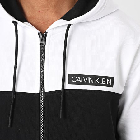 Calvin Klein - Sweat Zippé Capuche Color Block 5588 Blanc Noir