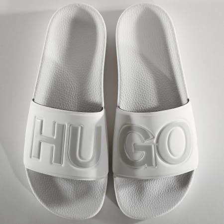 HUGO - Claquettes Time Out Slip 50411426 Blanc Gris