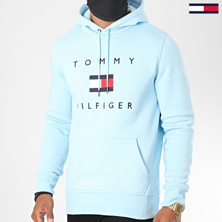 Tommy Hilfiger - Sweat Capuche Tommy Flag 4203 Bleu Ciel