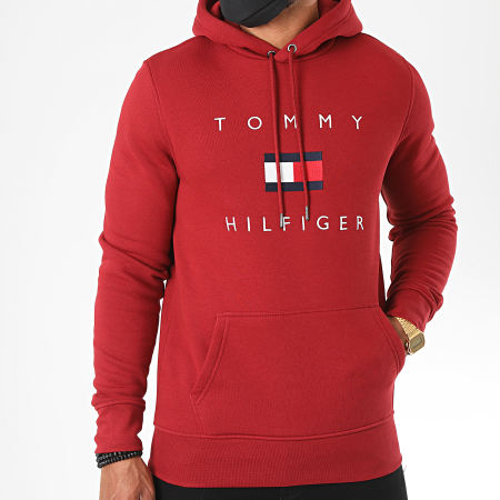 Tommy Hilfiger - Sweat Capuche Tommy Flag 4203 Bordeaux