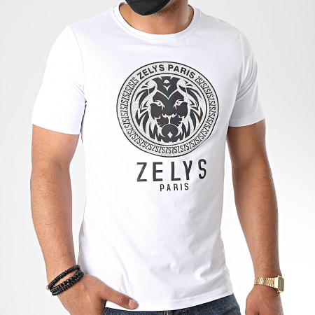 Zelys Paris - Tee Shirt Drago Strass Réfléchissant Iridescent Blanc