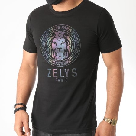 Zelys Paris - Tee Shirt Drago Strass Réfléchissant Iridescent Noir