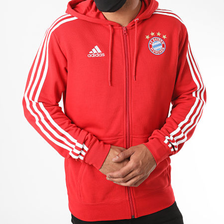 Adidas Performance - Sweat Zippé Capuche A Bandes FC Bayern FR3974 Rouge