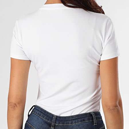 Guess - Tee Shirt Col V Femme A Strass W0YI85-J1300 Blanc Floral