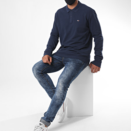Tommy Jeans - Polo Manches Longues Classics 7457 Bleu Marine