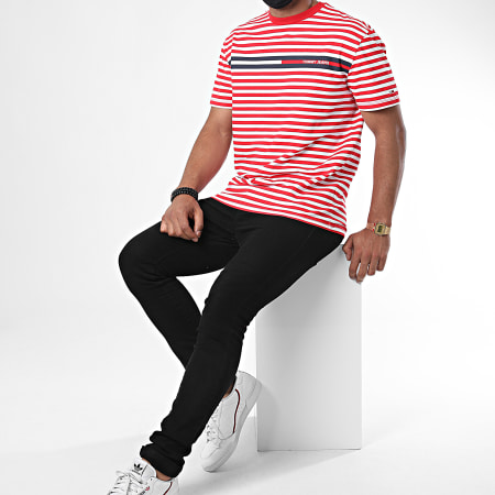 Tommy Jeans - Tee Shirt A Rayures Branded Stripe 8449 Rouge Blanc