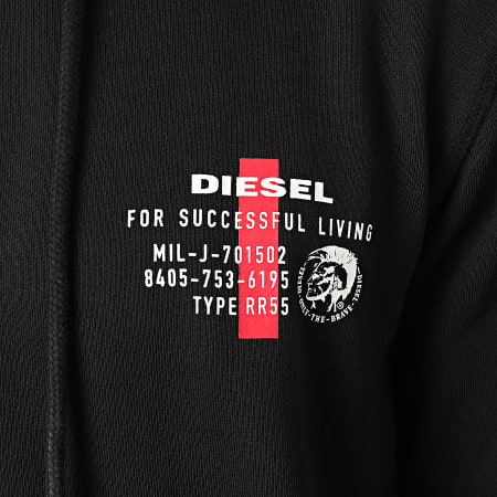 Diesel - Brandon 00SE8M-0AAZR Sudadera con capucha y cremallera Negro