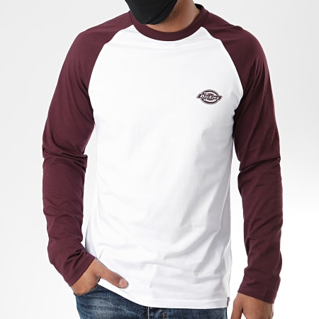 Dickies - Tee Shirt Manches Longues Youngsville Blanc Bordeaux