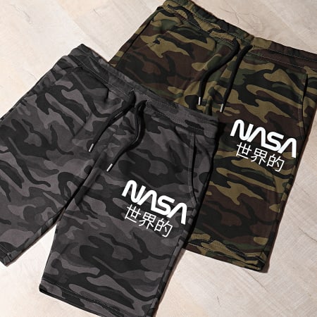 NASA - Pantalón corto Japan Camo Negro