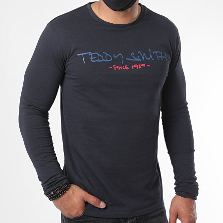 Teddy Smith - Tee Shirt Manches Longues Ticlass Basic Bleu Marine