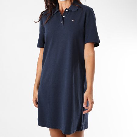 Tommy Jeans - Robe Polo Femme Manches Courtes Branded Collar 8452 Bleu Marine