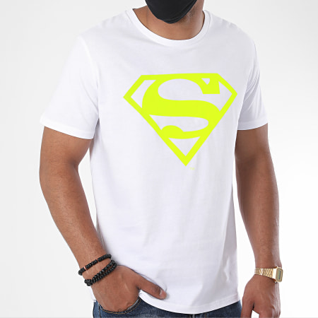 DC Comics - Tee Shirt Neon Logo Blanc Jaune Fluo