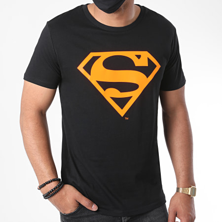 DC Comics - Tee Shirt Neon Logo Noir Orange Fluo