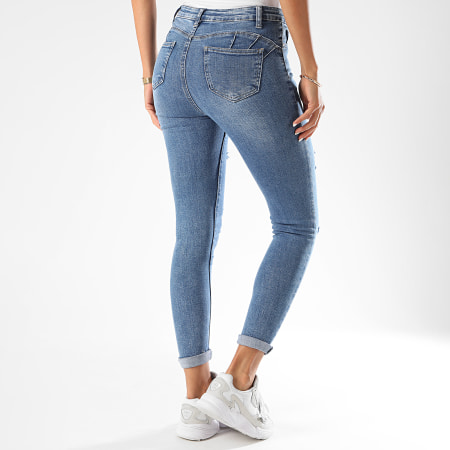 Girls Outfit Jean Skinny Femme Destroy DZ315 Bleu Denim Ryses