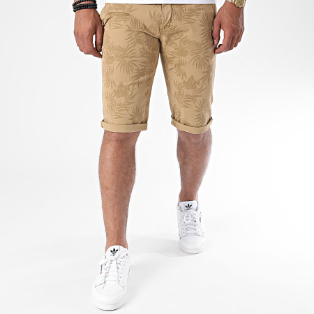 Paname Brothers - Short Chino Floral Bando Beige Foncé