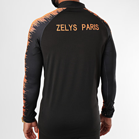 Zelys Paris - Ensemble De Survetement A Bandes Ney Noir Orange Fluo